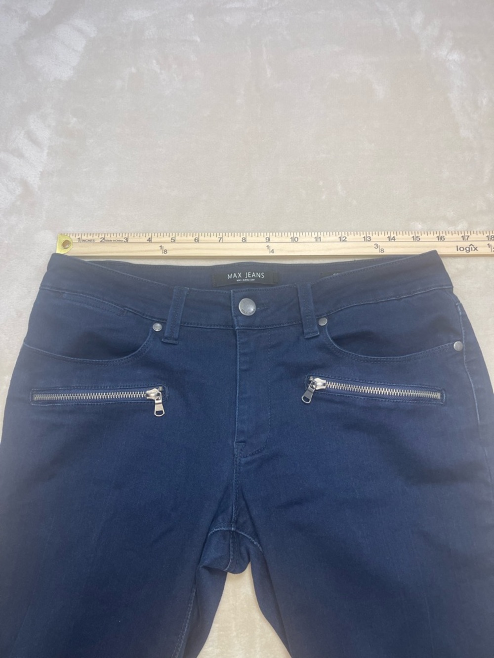 Max Jeans Women's Slim Straight Navy Jeans with Zip Pockets Size 10 - Picture 6 of 7